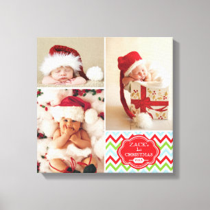 Erste Weihnachts-Zickzack-Baby-FotoCollage Leinwanddruck