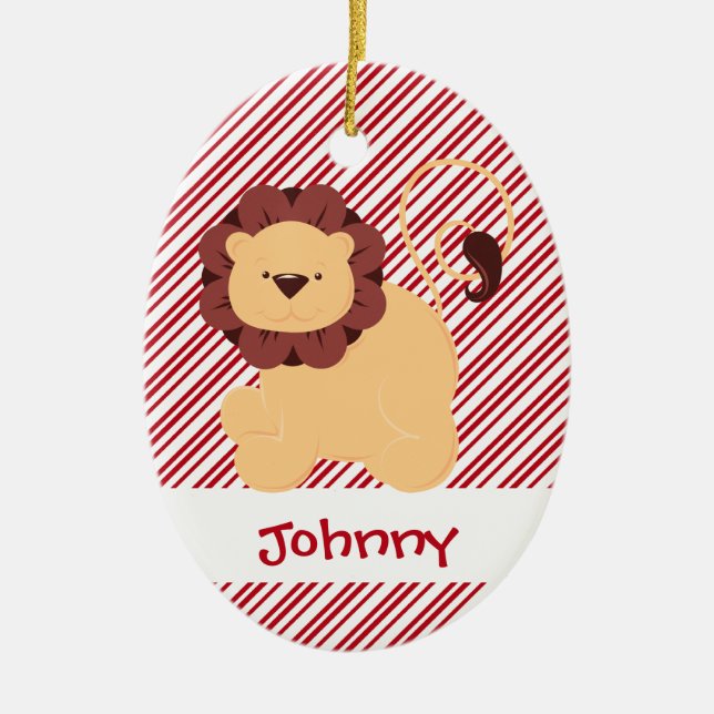 Erste Weihnachtsbaby-Löwe-Gewohnheit Keramikornament (Vorne)
