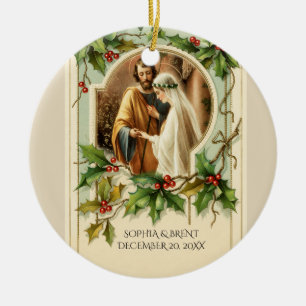 Erste Weihnachtsbräune Jungfrau Mary Katholic Keramik Ornament