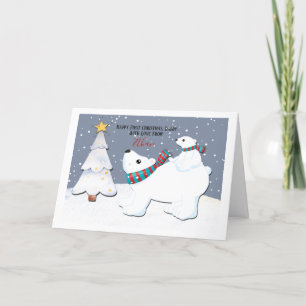 Erste Weihnachtsdaddy-Polar-Bär Personalisiert Feiertagskarte