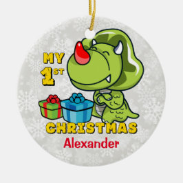 Erste Weihnachtsdinosaurier-Gewohnheit Keramikornament