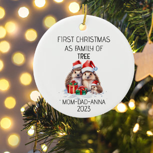 Erste Weihnachtsfamilie der drei Igel Keramik Ornament