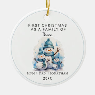 Erste Weihnachtsfamilie der Drei Pinguine Keramik Ornament