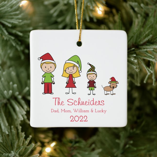 Erste Weihnachtsfamilie Personalisiert Keramikornament (Baum)