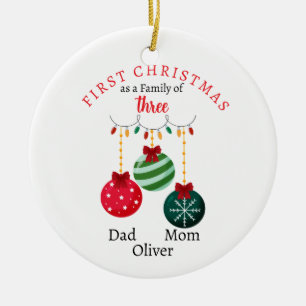 Erste Weihnachtsfamilie von drei Fotos Keepake Keramik Ornament
