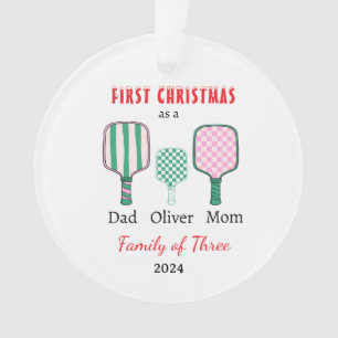 Erste Weihnachtsfamilie von drei Fotos Keepake Ornament