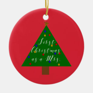 Erste Weihnachtsfeier als Frau Personalisierte Orn Keramik Ornament
