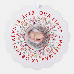 Erste Weihnachtsfeier als Großeltern Beerenhaut Fo Ornament Karte