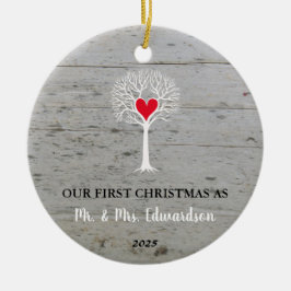 Erste Weihnachtsfeier als Liebe von Herrn und Frau Keramik Ornament