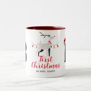 Erste Weihnachtsfeier als Mit Monogramm Familienna Zweifarbige Tasse