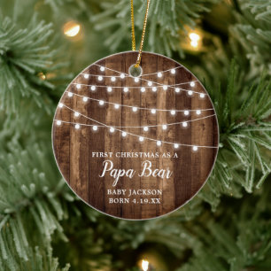 Erste Weihnachtsfeier als Papa-Bär Personalisiert  Keramik Ornament