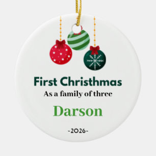 Erste Weihnachtsfeier als Personalisierte Familien Keramik Ornament