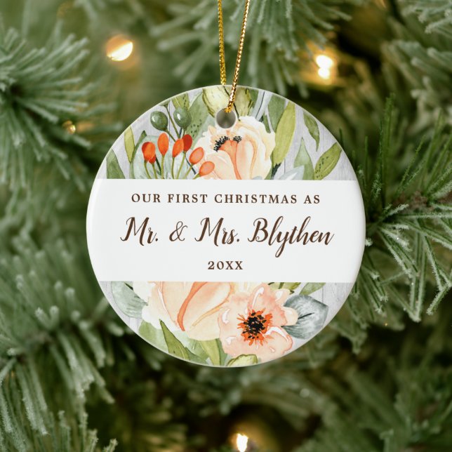 Erste Weihnachtsfeier als Personalisierte Grünen Keramik Ornament (Baum)