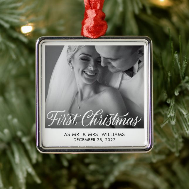 Erste Weihnachtsfeier | Elegantes, frisch gezogene Ornament Aus Metall (Baum)
