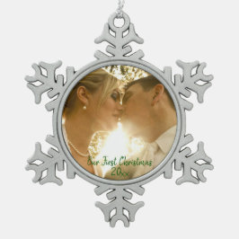Erste Weihnachtsfeier Foto Snowflake Pewter Chr Schneeflocken Zinn-Ornament