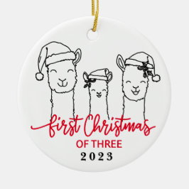 Erste Weihnachtsfeier für die Familie Llama Keramik Ornament