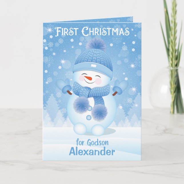 Erste Weihnachtsfeier | Grußkarte Godson Karte (Vorderseite)