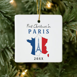 Erste Weihnachtsfeier in Paris - Frankreich Keramikornament