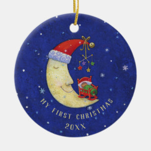 Erste Weihnachtsfeier mit Monogramm Name des Babys Keramik Ornament