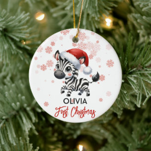 Erste Weihnachtsfeier niedlich Zebra Baby Ornament