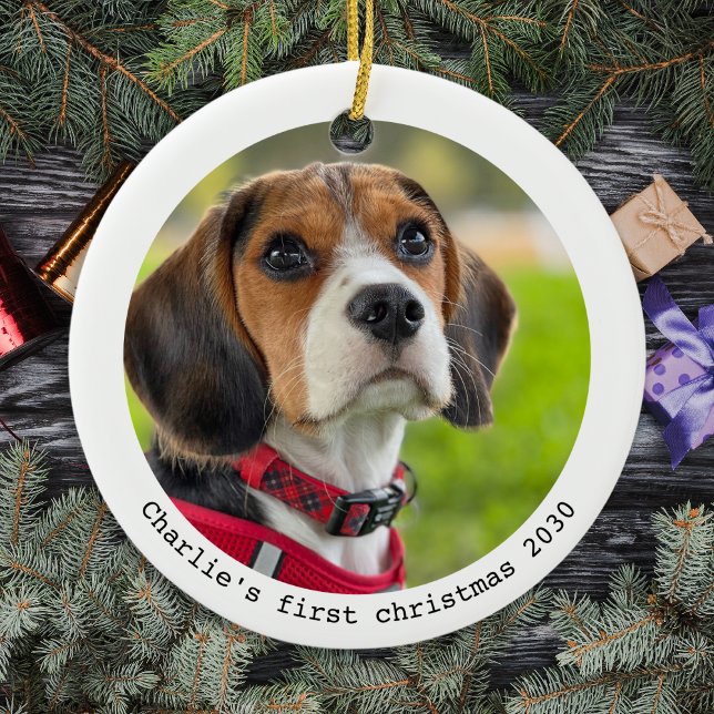 Erste Weihnachtsfeier Personalisierte Hunde Welpen Keramik Ornament (Von Creator hochgeladen)