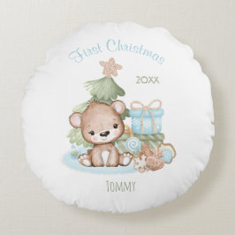 Erste Weihnachtsfeier Personalisiertes Rundkissen Rundes Kissen