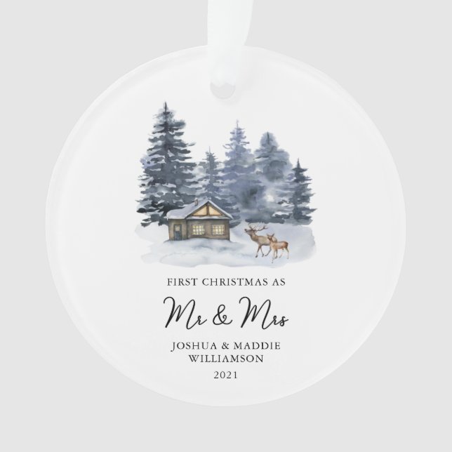 Erste Weihnachtsfeier Rustikales Foto Ornament (Vorderseite)