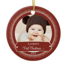 Erste Weihnachtsfeier Rustikales Red Niedlich Baby