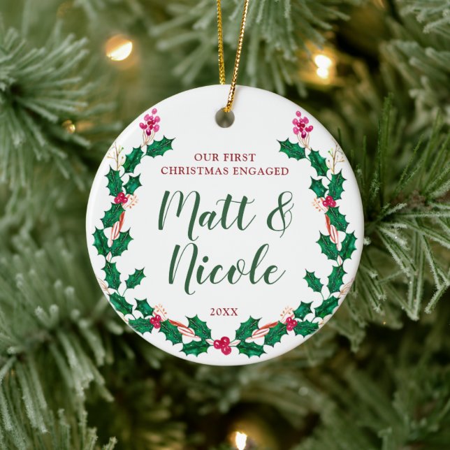 Erste Weihnachtsfeier Verheiratet Personalisiert H Keramik Ornament (Baum)