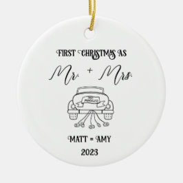 Erste Weihnachtsfeier Verheiratet, Personalisierte Keramik Ornament