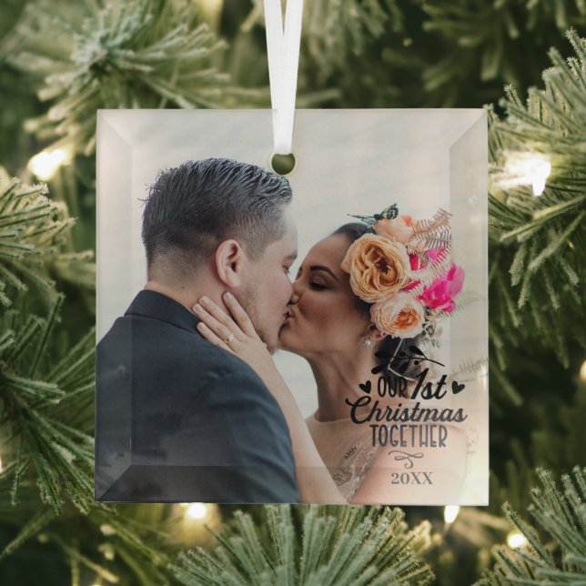 Erste Weihnachtsfeier Verheiratete Weihnachtsschmu Ornament Aus Glas (Insitu)