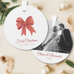 Erste Weihnachtsfeier Verheiratetes Foto Ornament