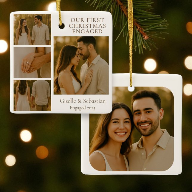 Erste Weihnachtsfeier Verlobt Foto Verlobung Colla Keramikornament (Von Creator hochgeladen)