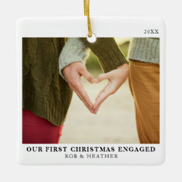 Erste Weihnachtsfeier Verlobt Minimale Verlobung F Keramikornament