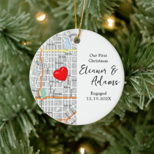 Erste Weihnachtsfeier Verlobte Karte Keepake Gesch Keramik Ornament