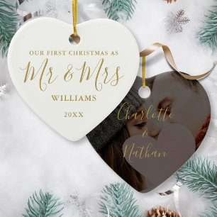 Erste Weihnachtsfeier von Mrs. Gold Signature Scri Keramik Ornament