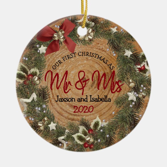 Erste Weihnachtsfeier - Weihnachtsfeier Keramik Ornament (Vorne)