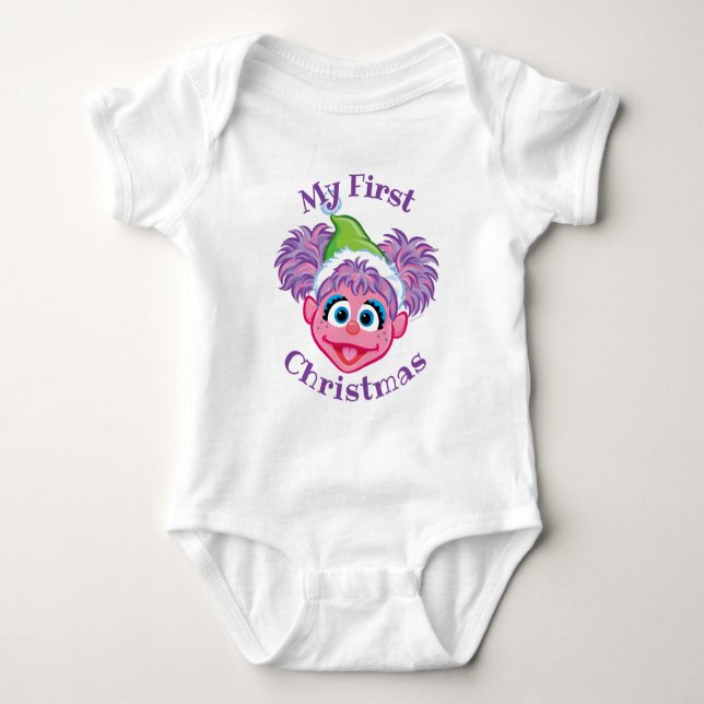 Erste Weihnachtsfeier Weihnachtsmannmütze Abby Baby Strampler (Vorderseite)