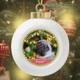 Erste Weihnachtsfeier Welpe Hund Keramik Ball Orna Kugel-Ornament