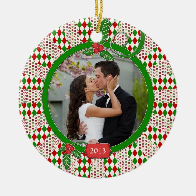 Erste Weihnachtsfeier zusammen Foto Einzigartiges  Keramik Ornament (Vorne)