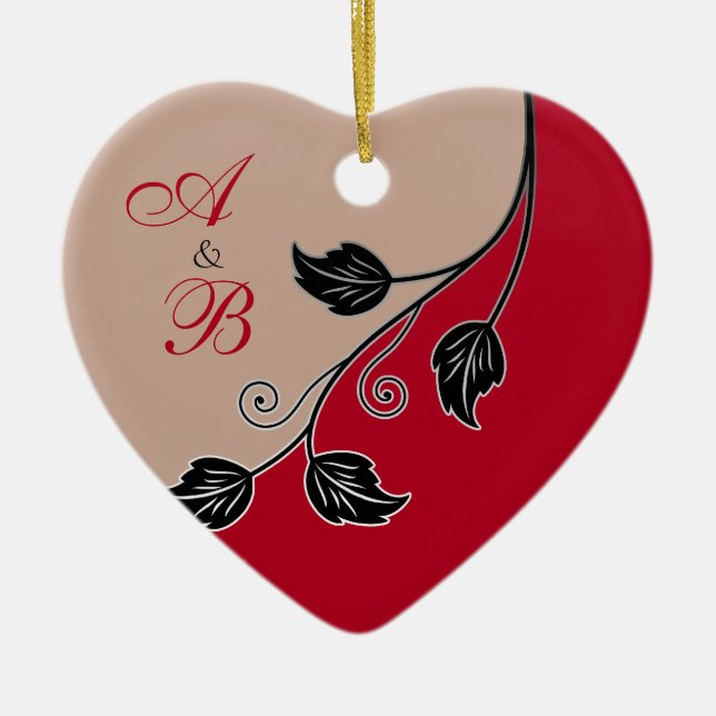 Erste Weihnachtsfeier zusammen Red Vine Wedding He Keramikornament (Vorne)
