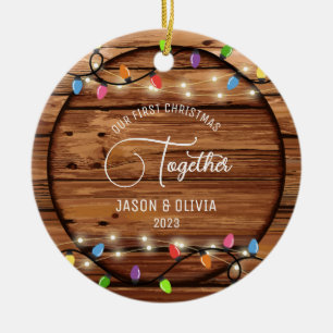 Erste Weihnachtsfeier zusammen Rustikales String L Keramik Ornament