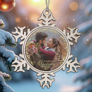 Erste Weihnachtsfeierliche Verlobte Wreath Gilded  Schneeflocken Zinn-Ornament