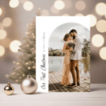 Erste Weihnachtsfeiertage Hochzeitsankündigung Dankeskarte<br><div class="desc">Modernes Foto-Design mit Foto- und Bogendesign. Sie können Ihr eigenes Bild hochladen und bearbeiten. Text und Farben können personalisiert werden.</div>