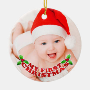 Erste WeihnachtsFoto-Verzierung Keramik Ornament