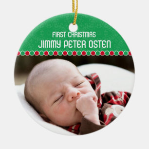 Erste WeihnachtsFoto-Verzierung Keramikornament