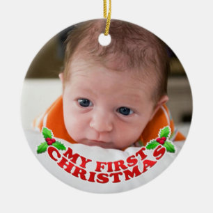 Erste WeihnachtsFoto-Verzierung Keramikornament