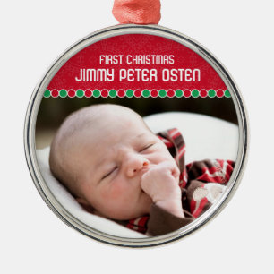 Erste WeihnachtsFoto-Verzierung Silbernes Ornament