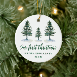 Erste Weihnachtsgrandeltern - Kalligraphie Keramik Ornament
