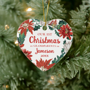 Erste Weihnachtsgroßeltern Blumenkraut-Foto Keramik Ornament